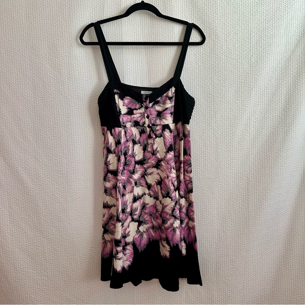 Kimchi Blue Black Pink Floral Babydoll Dress Women’s Size 10 Sleeveless